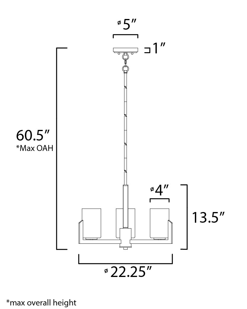 Dart 3-Light Chandelier Satin Nickel by Maxim Lighting