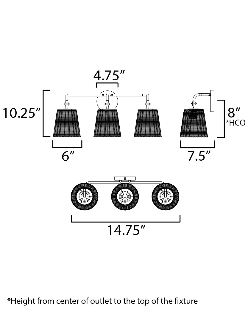 Baja 3-Light Bath Vanity Natural Aged Brass by Maxim Lighting