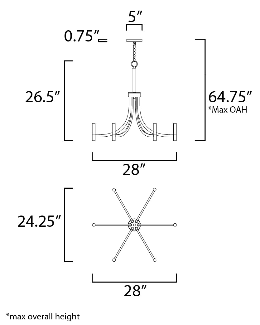 Lyndon 6-Light Chandelier Bronze/Antique Brass by Maxim Lighting