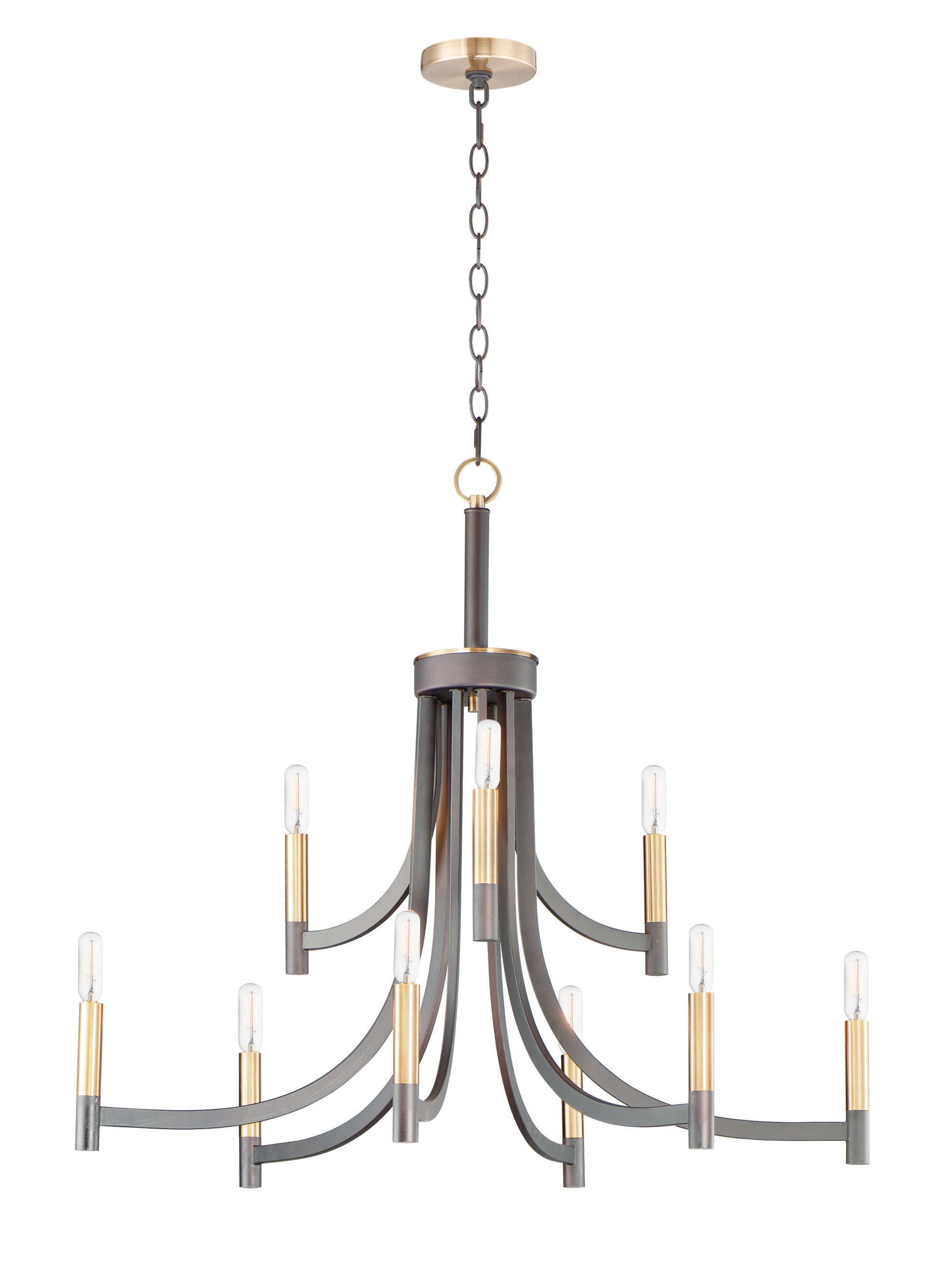 Lyndon 9-Light Chandelier Bronze/Antique Brass by Maxim Lighting