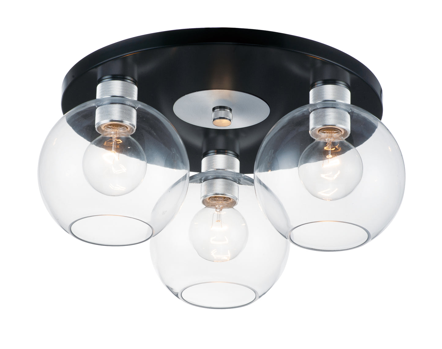 Vessel 3-Light Flush Mount Black/Brushed Aluminum by Maxim Lighting