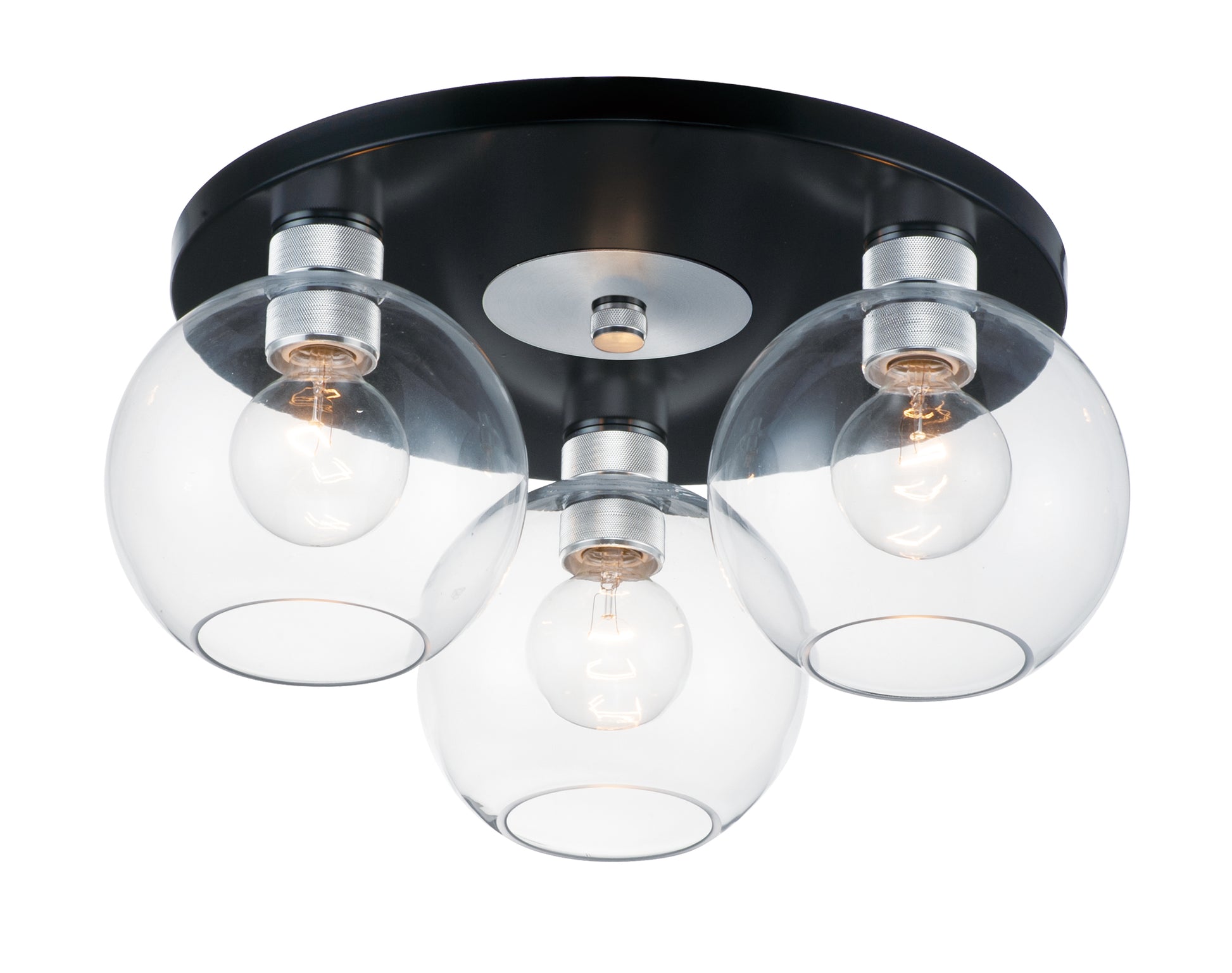 Vessel 3-Light Flush Mount Black/Brushed Aluminum by Maxim Lighting