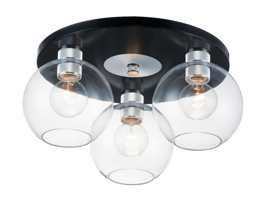 Vessel 3-Light Flush Mount Black/Brushed Aluminum by Maxim Lighting