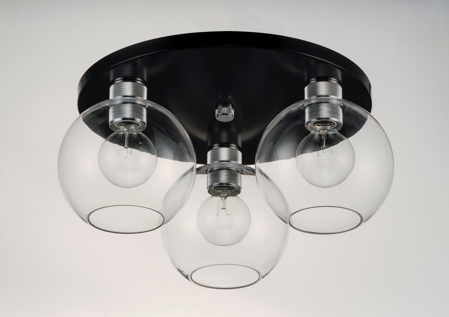 Vessel 3-Light Flush Mount Black/Brushed Aluminum by Maxim Lighting