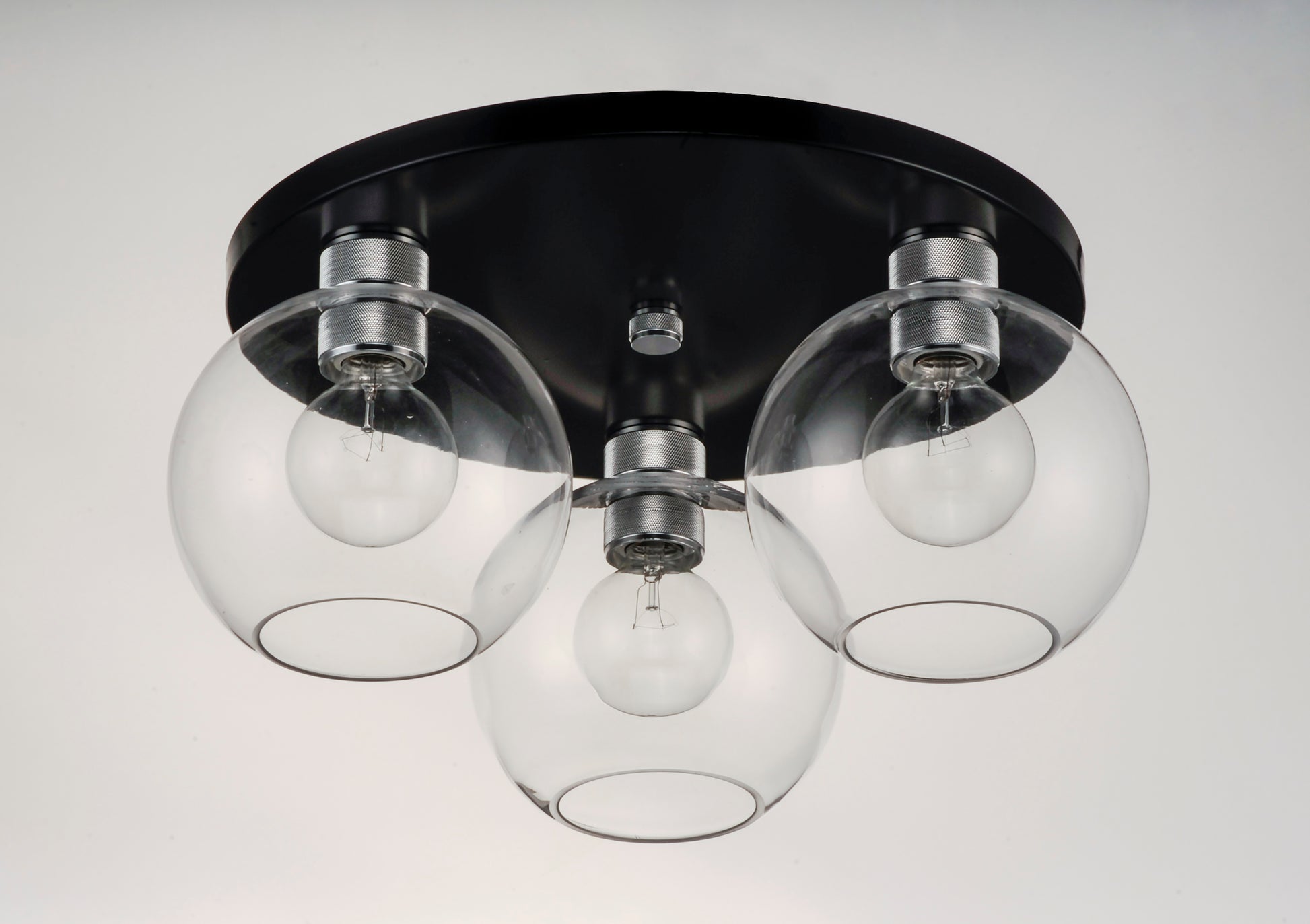 Vessel 3-Light Flush Mount Black/Brushed Aluminum by Maxim Lighting
