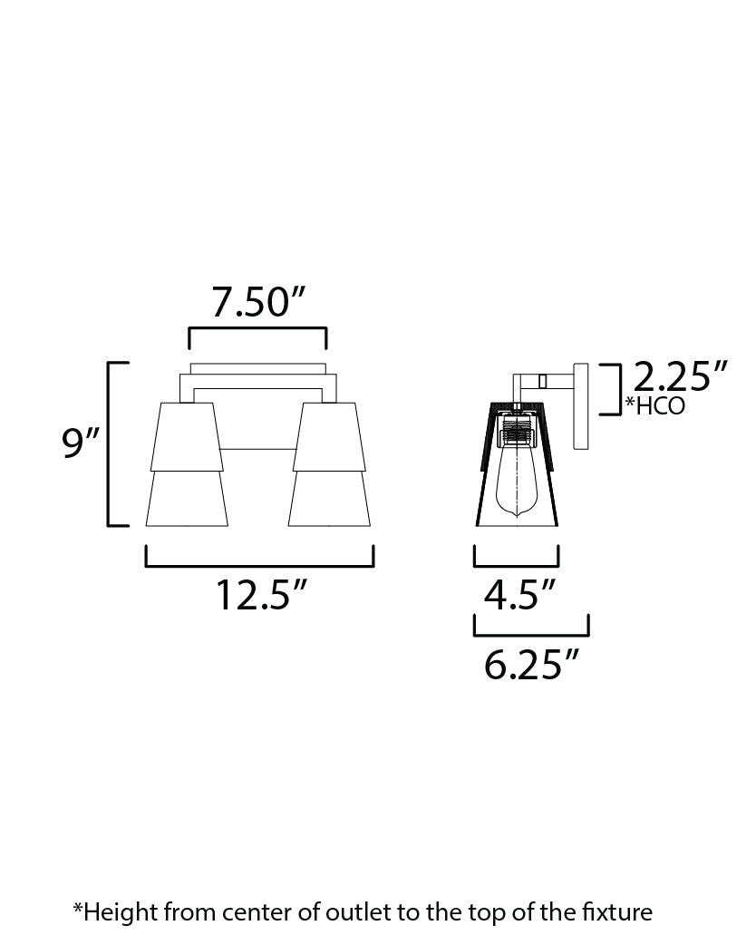 Carpenter 2-Light Bath Vanity Walnut/Black by Maxim Lighting