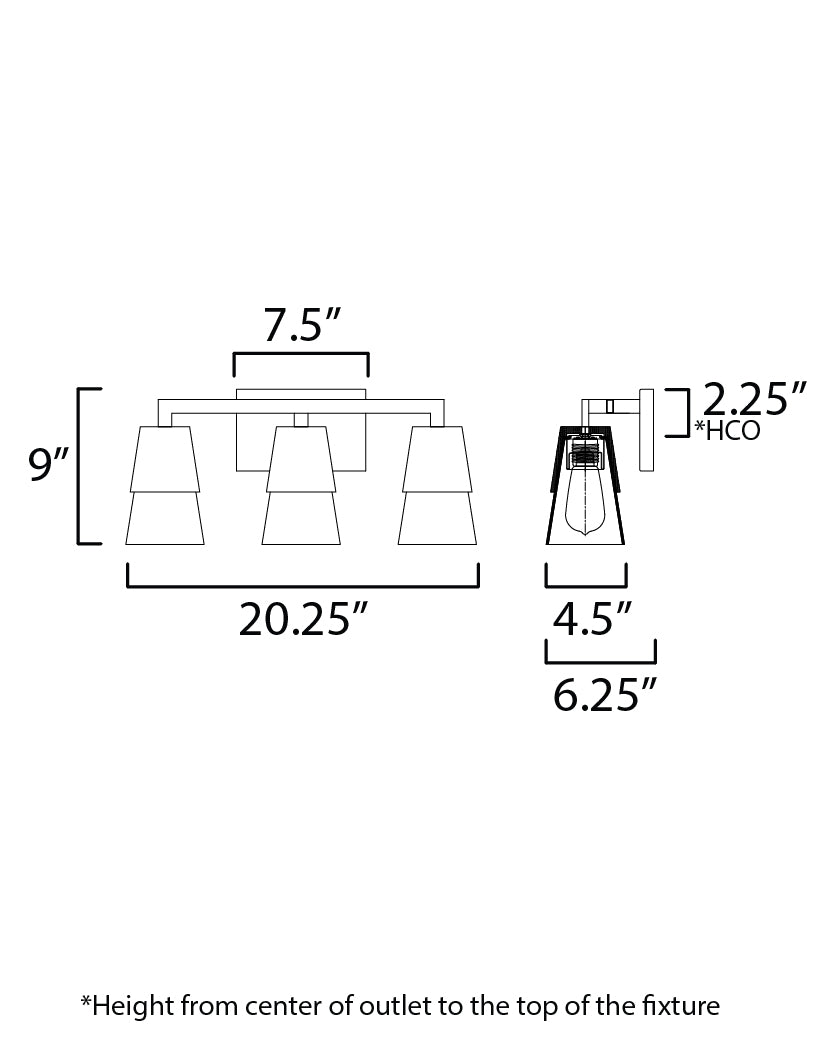 Carpenter 3-Light Bath Vanity Walnut/Black by Maxim Lighting