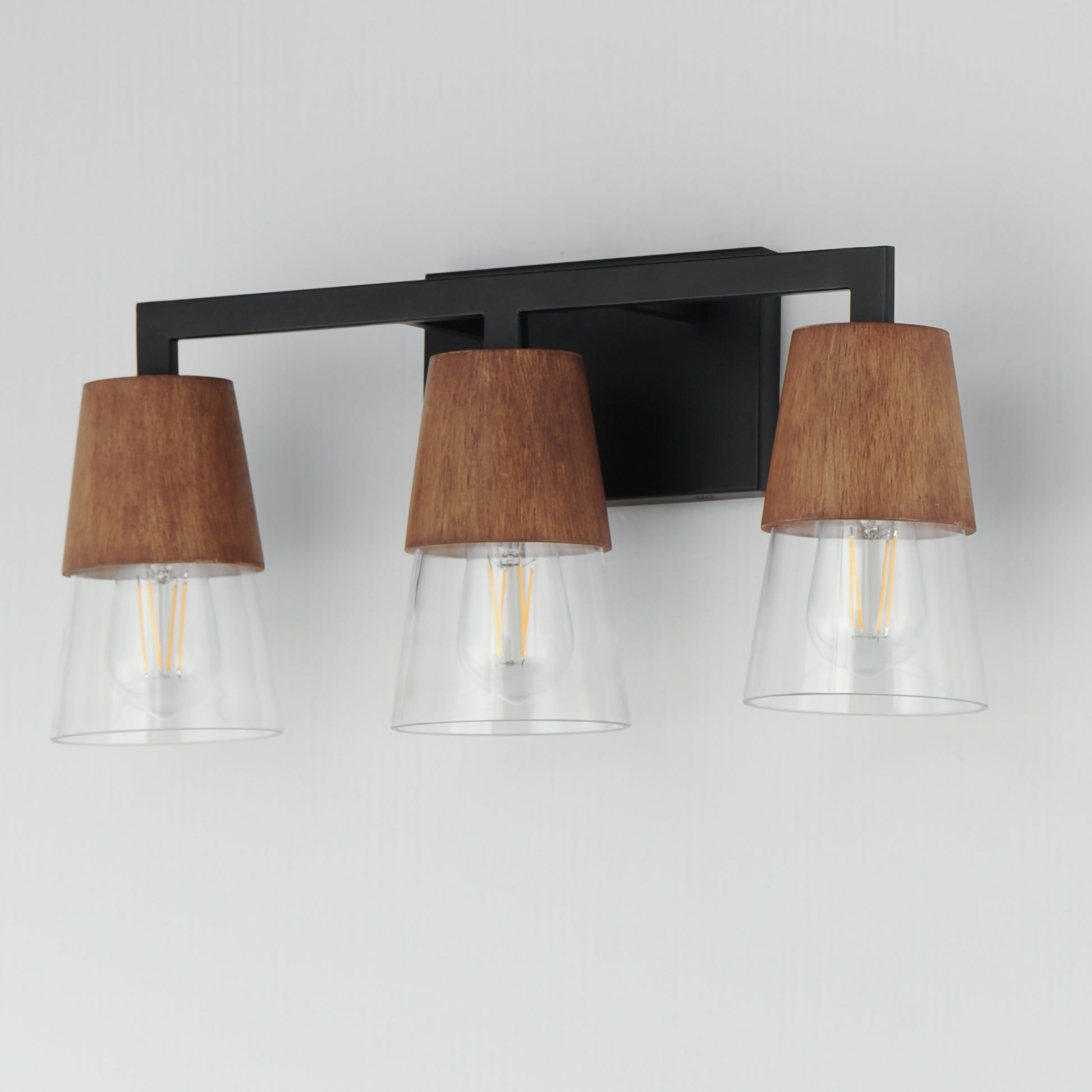 Carpenter 3-Light Bath Vanity Walnut/Black by Maxim Lighting