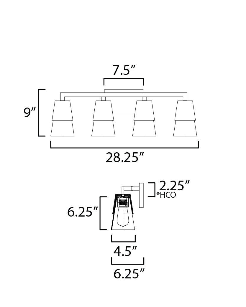 Carpenter 4-Light Bath Vanity Walnut/Black by Maxim Lighting