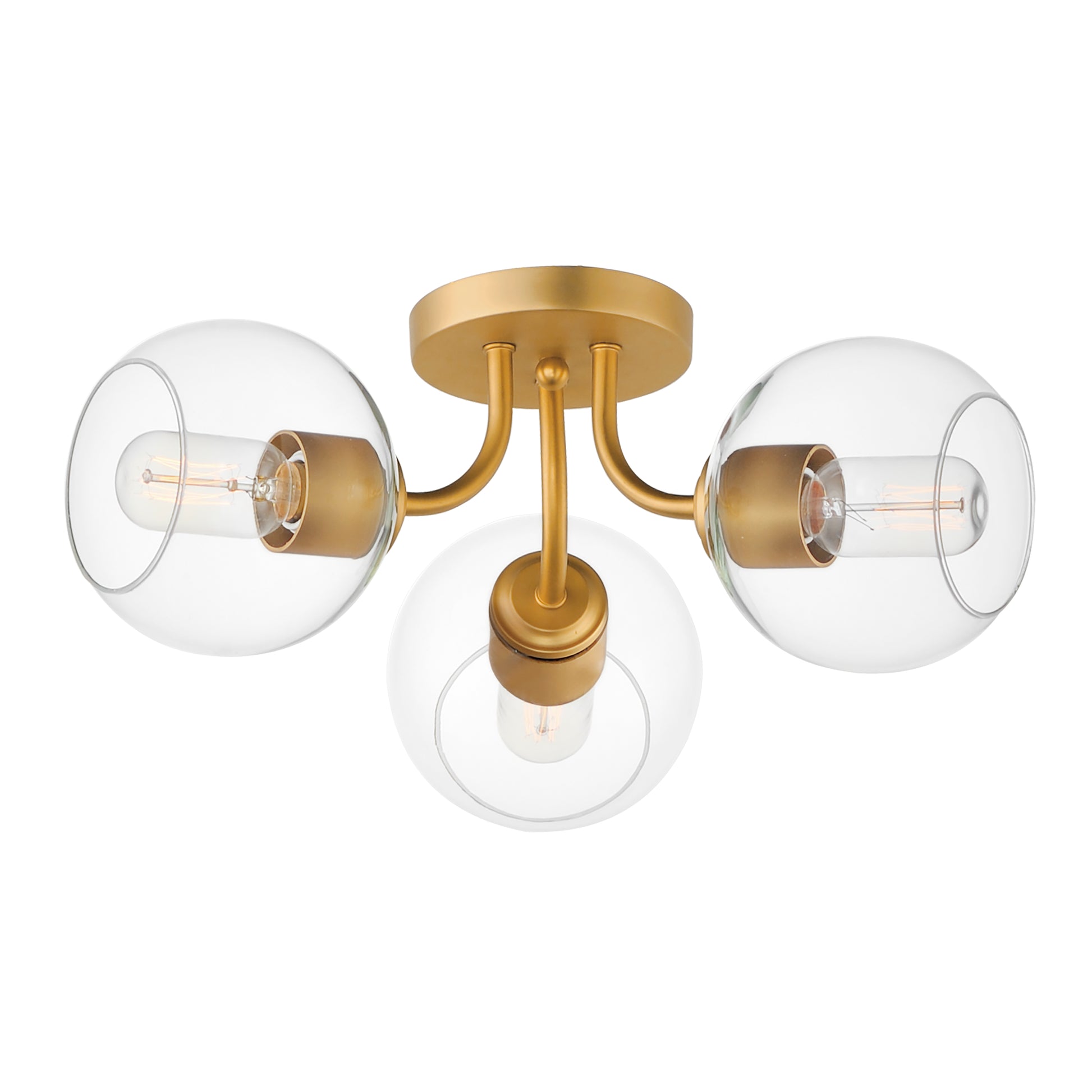 Knox 3-Light Semi-Flush Mount Natural Aged Brass by Maxim Lighting