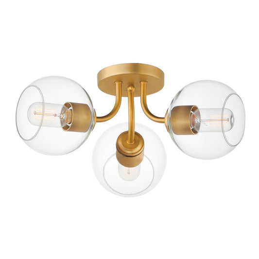 Knox 3-Light Semi-Flush Mount Natural Aged Brass by Maxim Lighting