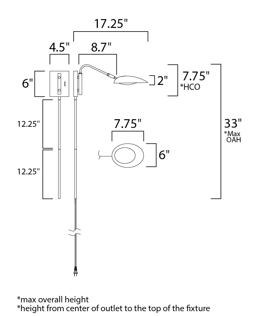 Scan LED Pin-Up Wall Sconce Black/Satin Brass by Maxim Lighting