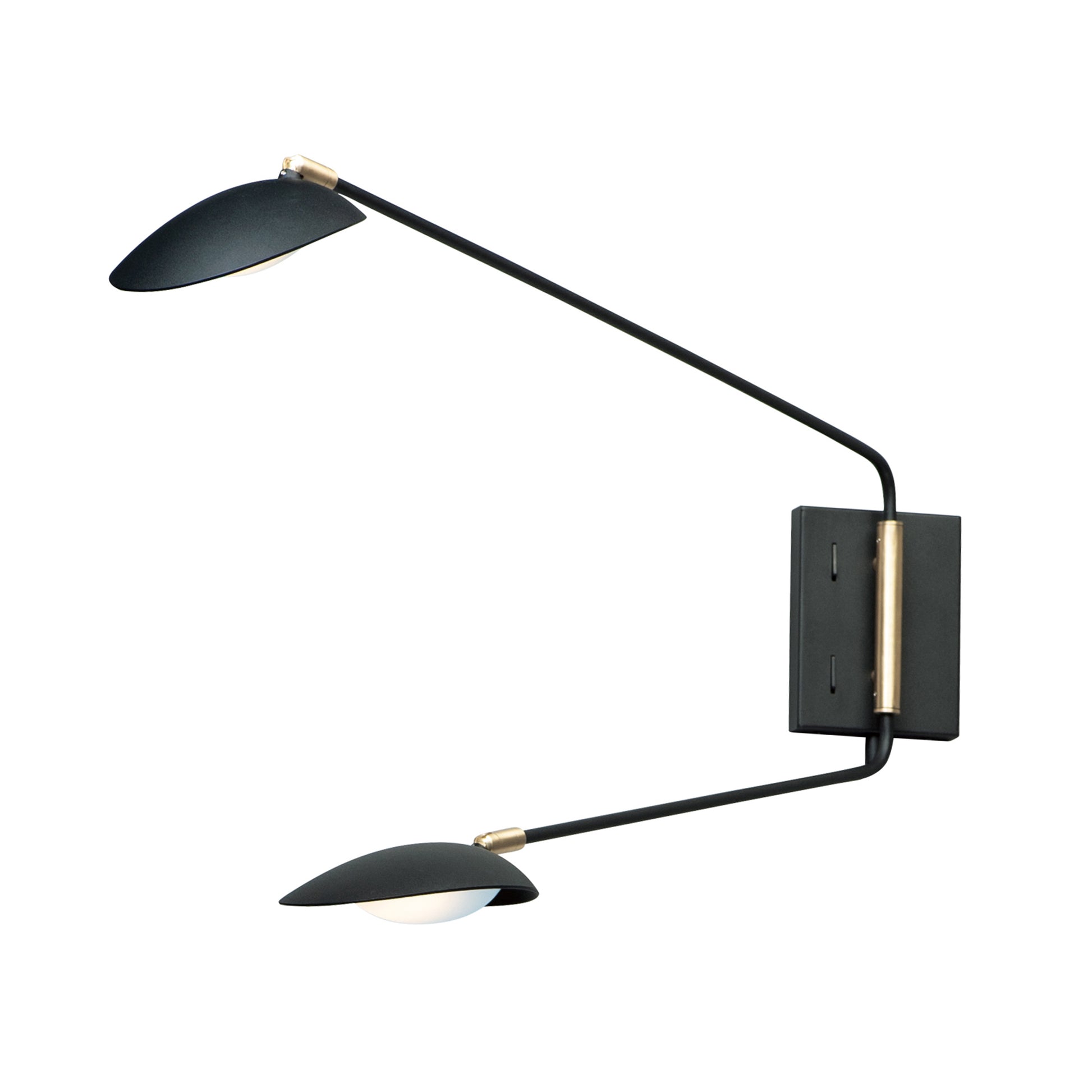 Scan 2-Light LED Pin-Up Wall Sconce Black/Satin Brass by Maxim Lighting