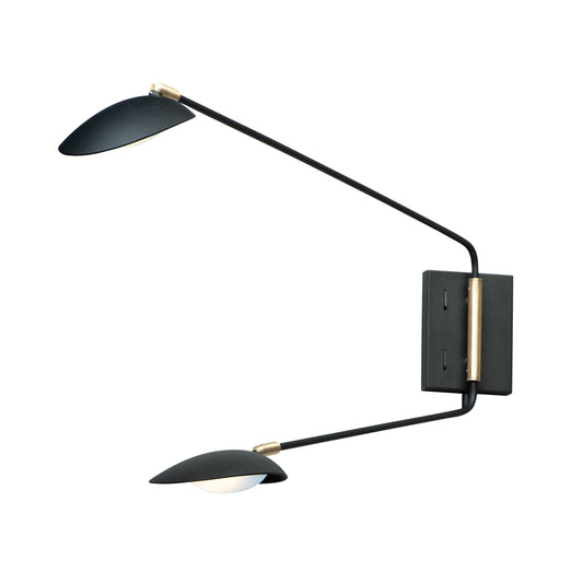 Scan 2-Light LED Pin-Up Wall Sconce Black/Satin Brass by Maxim Lighting