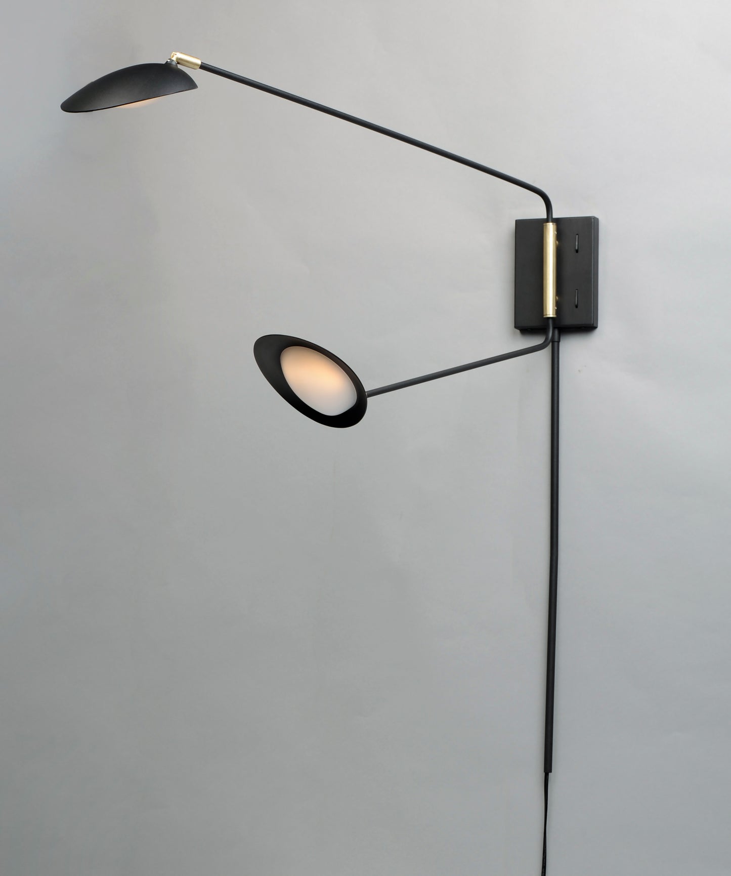 Scan 2-Light LED Pin-Up Wall Sconce Black/Satin Brass by Maxim Lighting