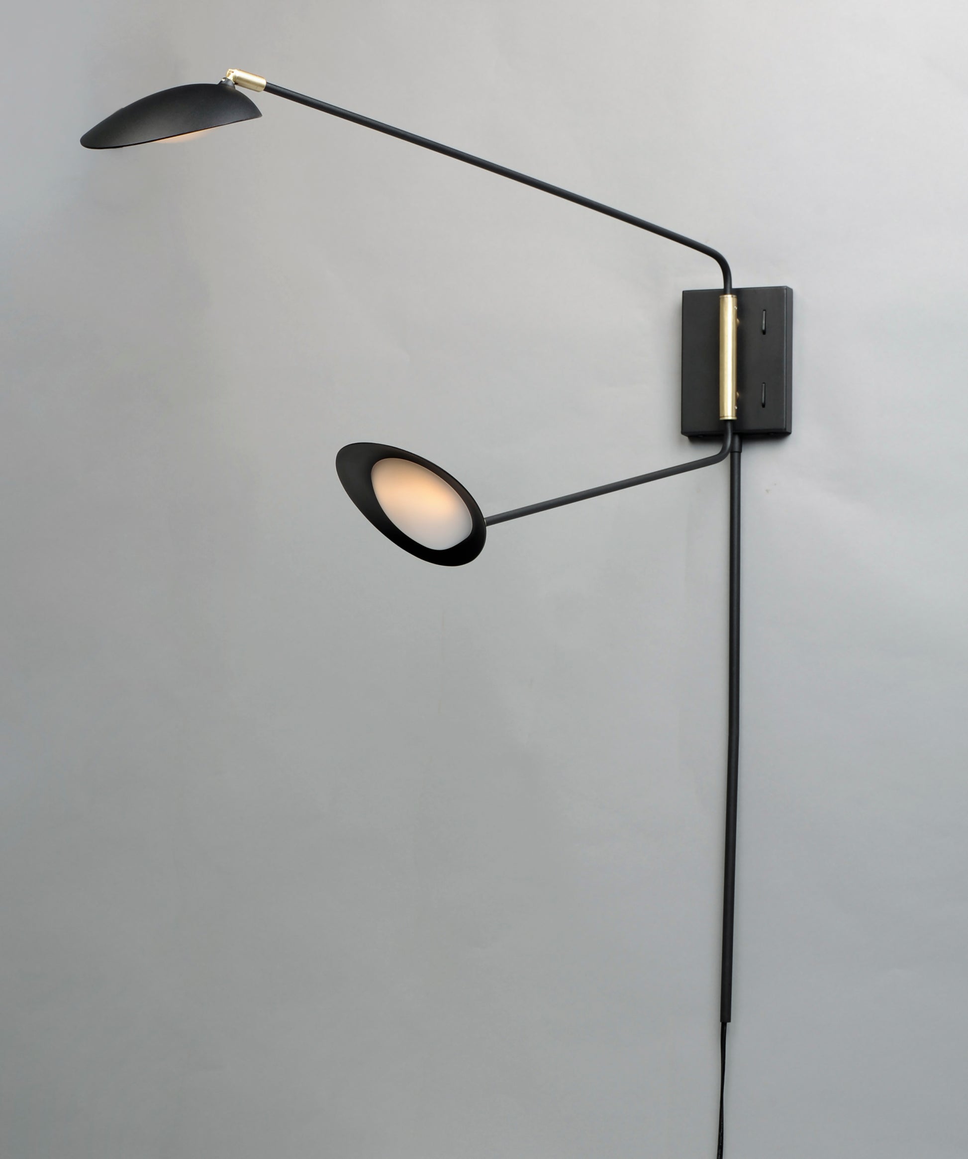Scan 2-Light LED Pin-Up Wall Sconce Black/Satin Brass by Maxim Lighting