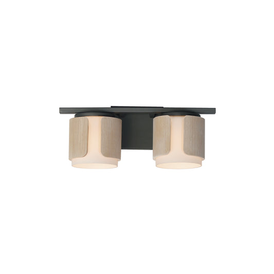 Draughtsman 2-Light Bath Vanity Natural Wood/Charcoal by Maxim Lighting