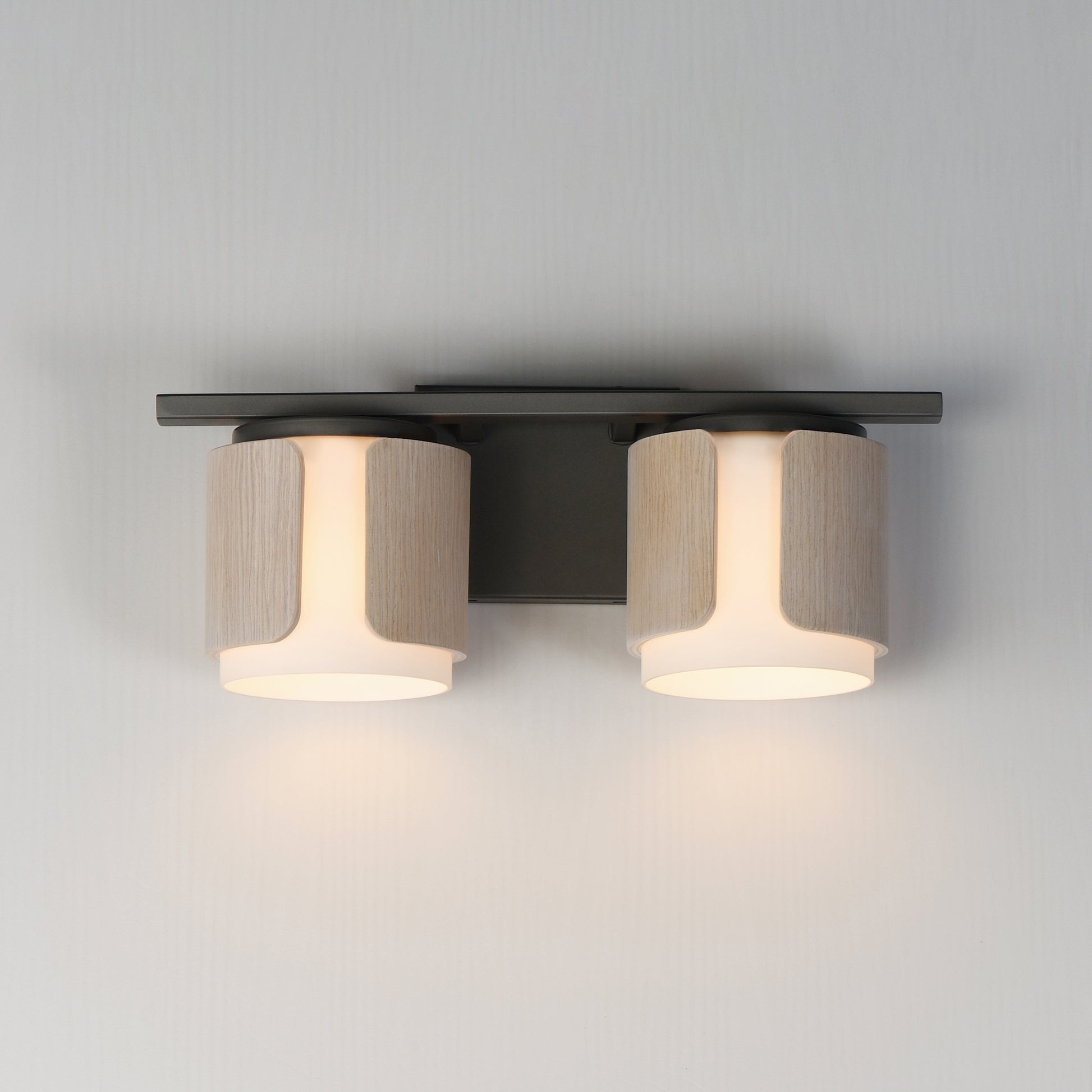 Draughtsman 2-Light Bath Vanity Natural Wood/Charcoal by Maxim Lighting