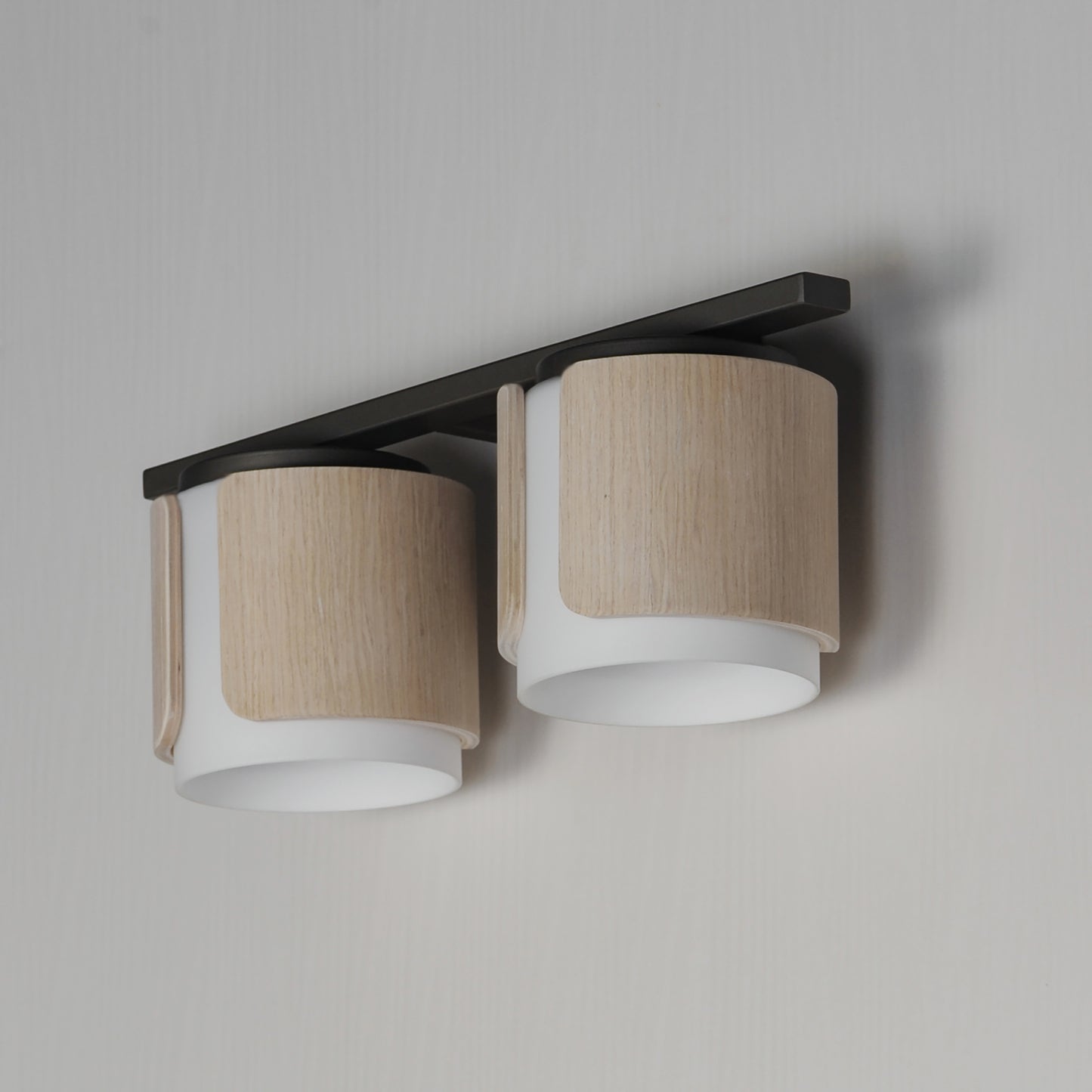 Draughtsman 2-Light Bath Vanity Natural Wood/Charcoal by Maxim Lighting