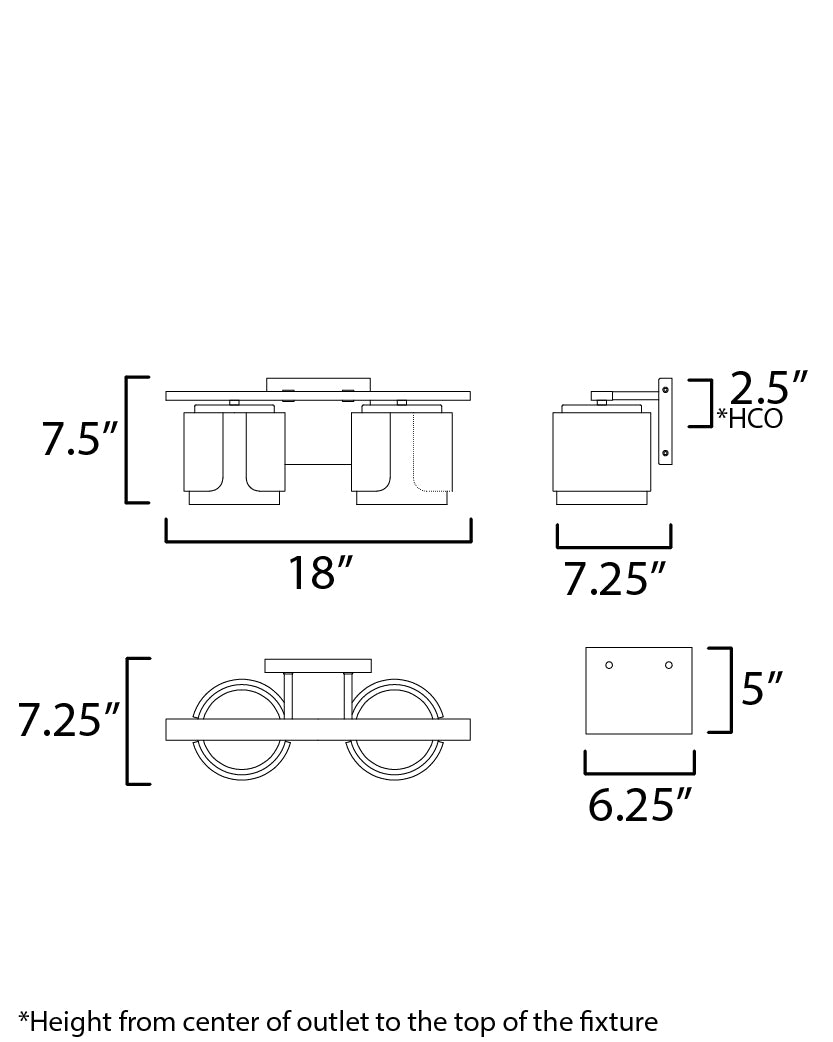 Draughtsman 2-Light Bath Vanity Natural Wood/Charcoal by Maxim Lighting