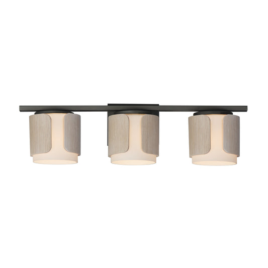 Draughtsman 3-Light Bath Vanity Natural Wood/Charcoal by Maxim Lighting