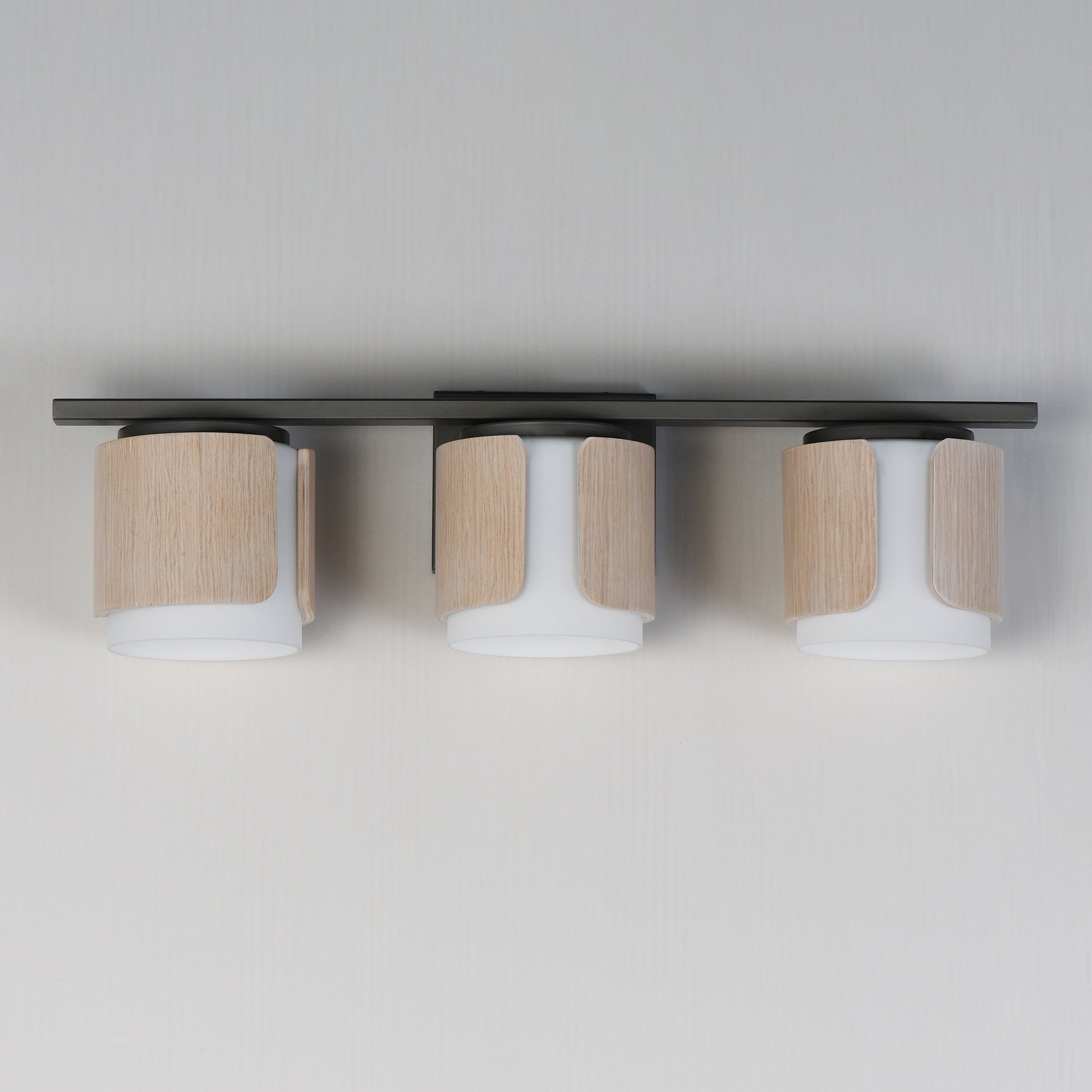 Draughtsman 3-Light Bath Vanity Natural Wood/Charcoal by Maxim Lighting