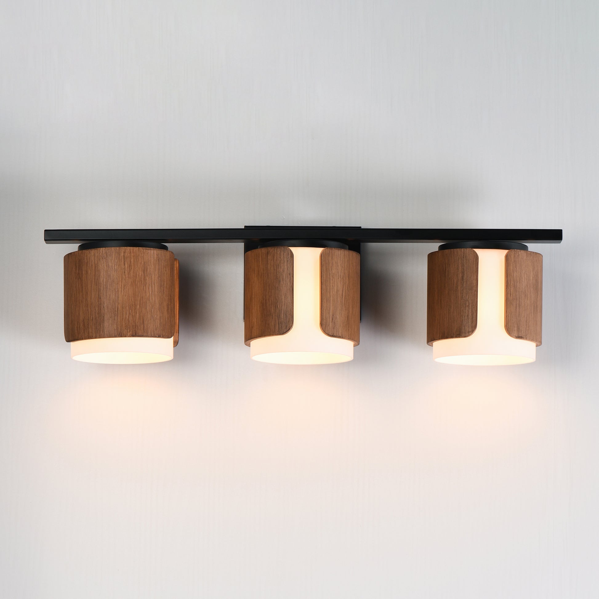 Draughtsman 3-Light Bath Vanity Walnut/Black by Maxim Lighting