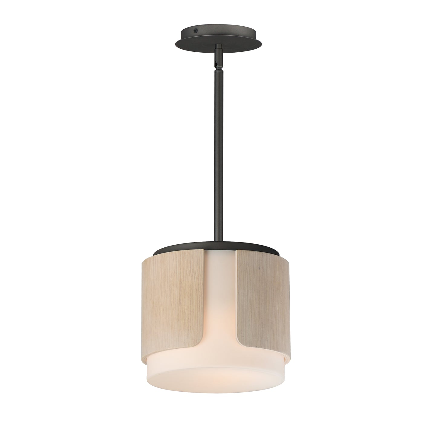 Draughtsman 10" Semi Flush Mount Pendant Natural Wood/Charcoal by Maxim Lighting