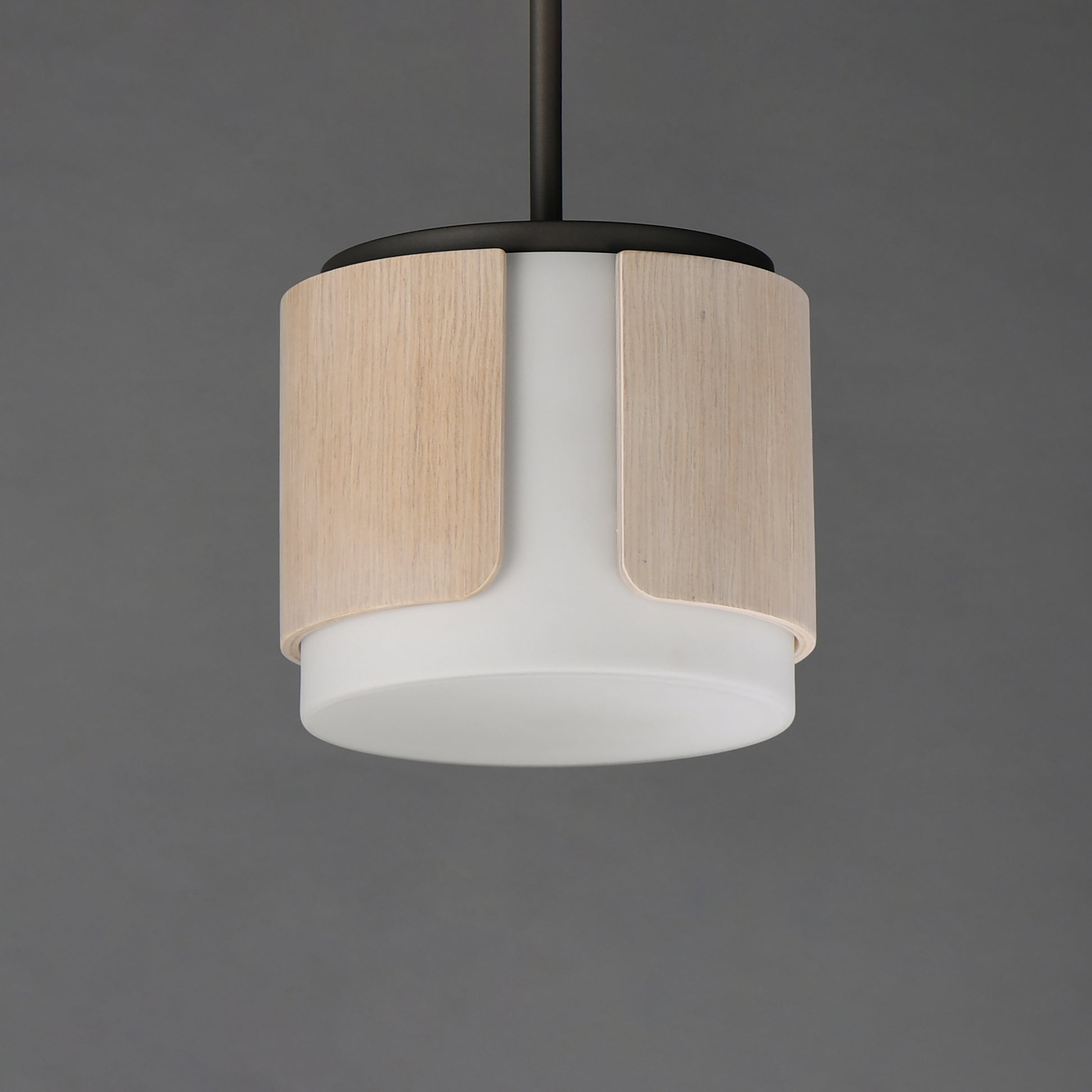 Draughtsman 10" Semi Flush Mount Pendant Natural Wood/Charcoal by Maxim Lighting