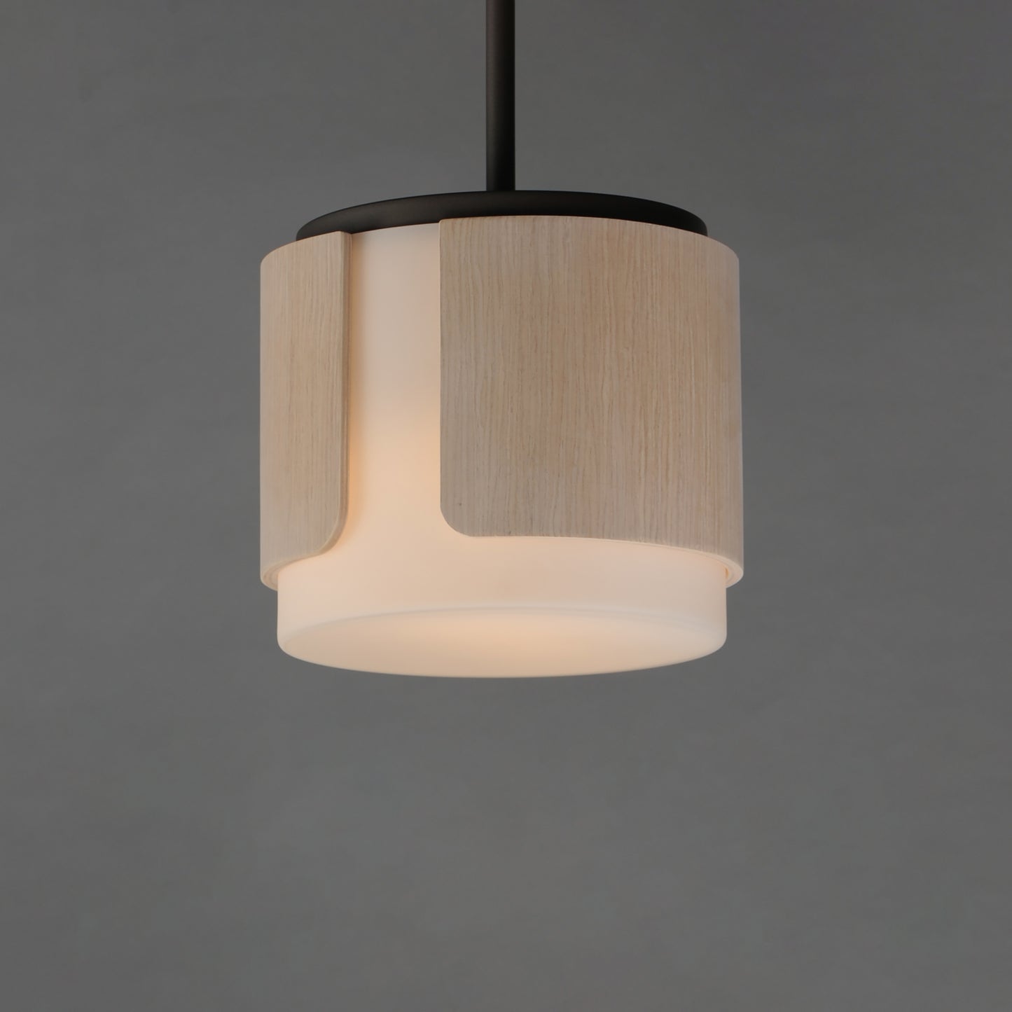 Draughtsman 10" Semi Flush Mount Pendant Natural Wood/Charcoal by Maxim Lighting