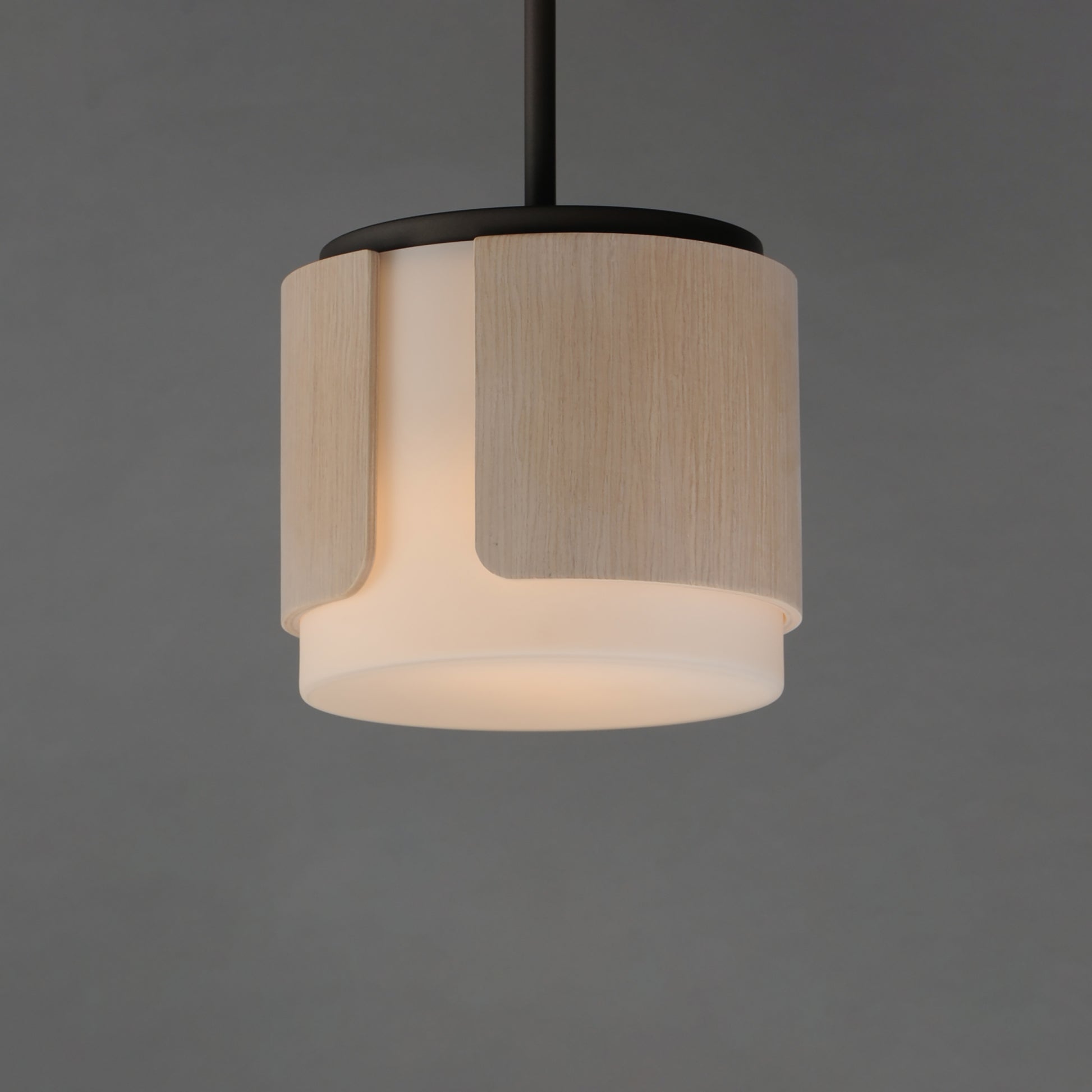 Draughtsman 10" Semi Flush Mount Pendant Natural Wood/Charcoal by Maxim Lighting