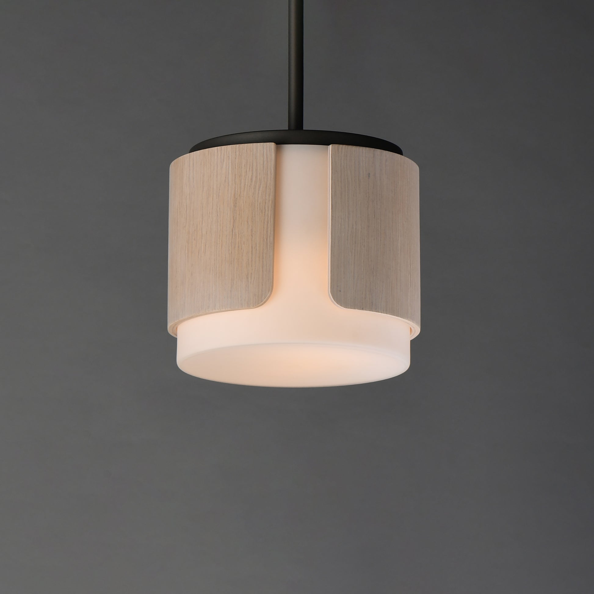 Draughtsman 10" Semi Flush Mount Pendant Natural Wood/Charcoal by Maxim Lighting