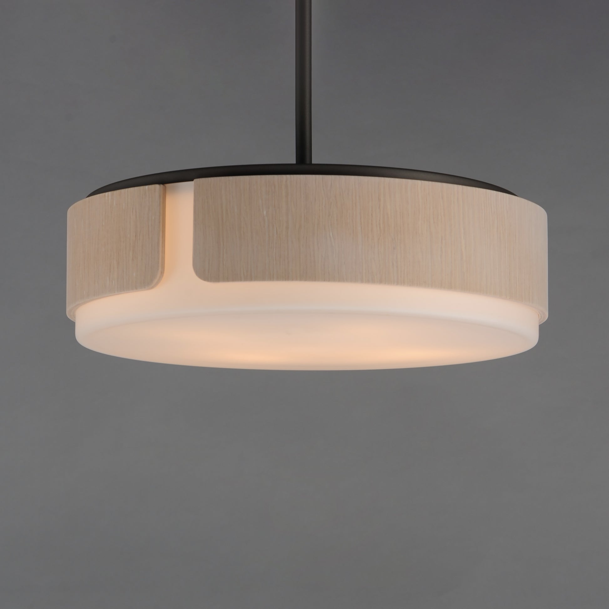 Draughtsman 18" Semi Flush Mount Pendant Natural Wood/Charcoal by Maxim Lighting
