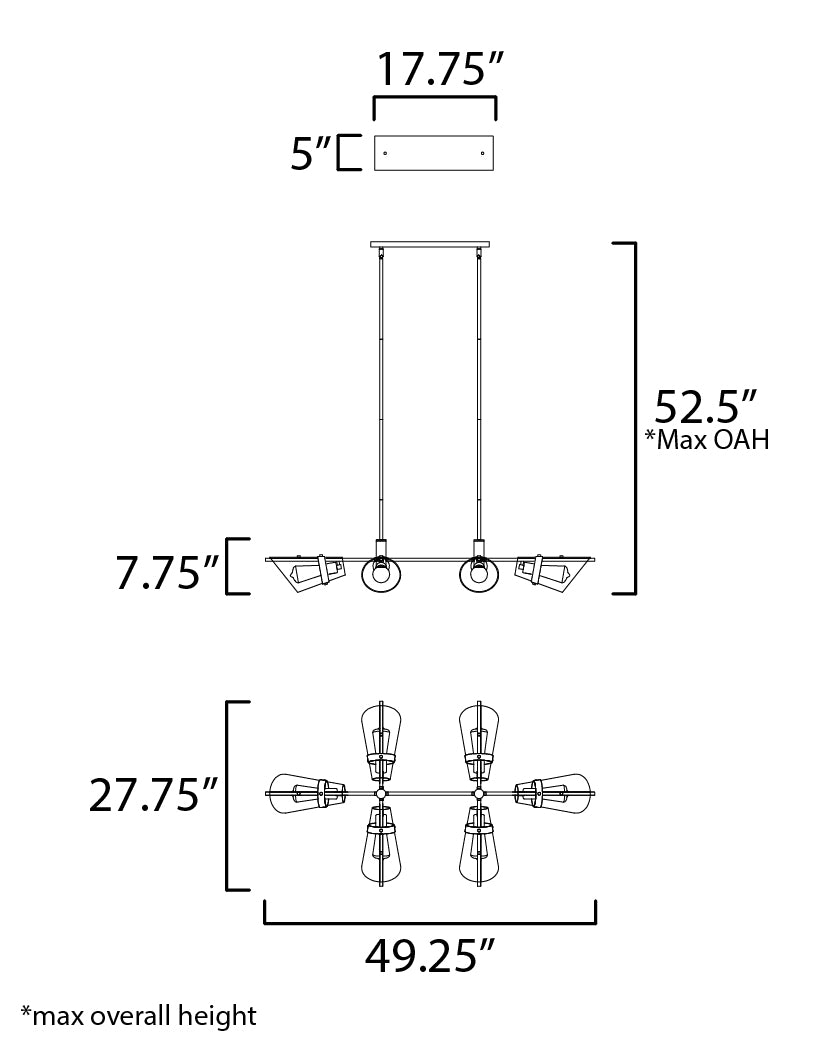 Finch 6-Light Linear Pendant Dark Bronze/Antique Brass by Maxim Lighting