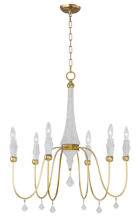 Claymore 6-Light Chandelier Claystone/Gold Leaf by Maxim Lighting