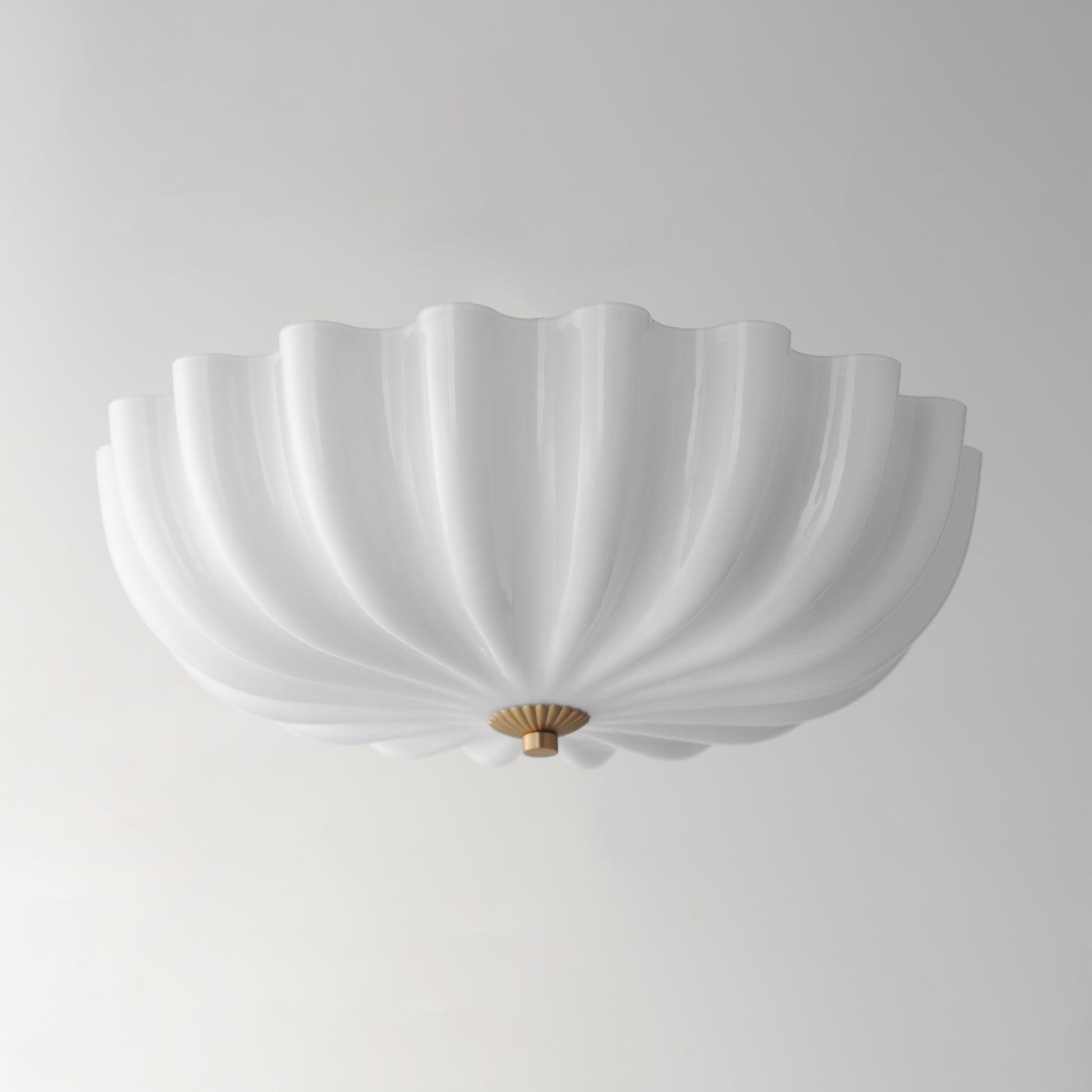 Bundt 15" Flush Mount White/Natural Aged Brass by Maxim Lighting