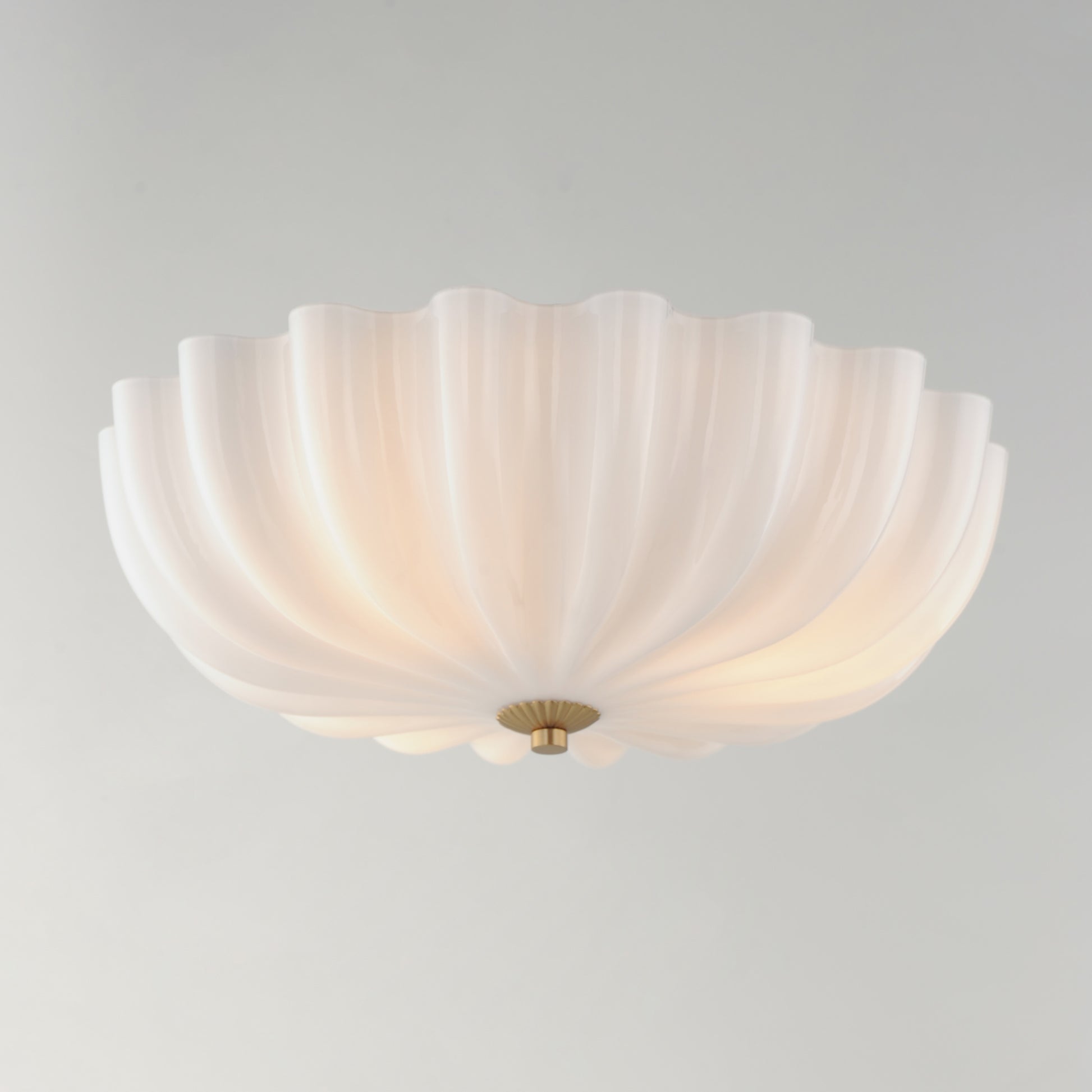 Bundt 15" Flush Mount White/Natural Aged Brass by Maxim Lighting