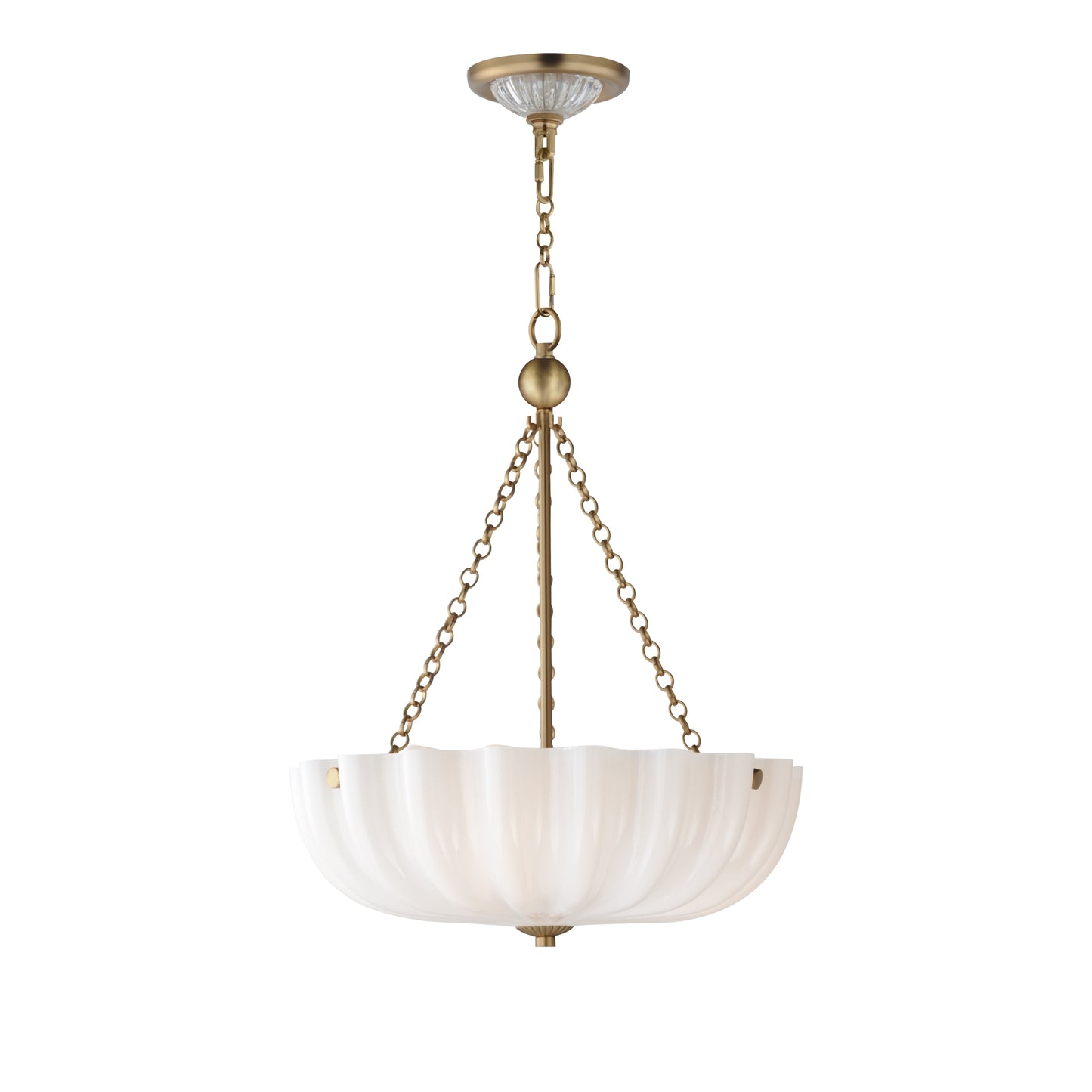 Bundt 15" Pendant/Semi-Flush Mount White/Natural Aged Brass by Maxim Lighting