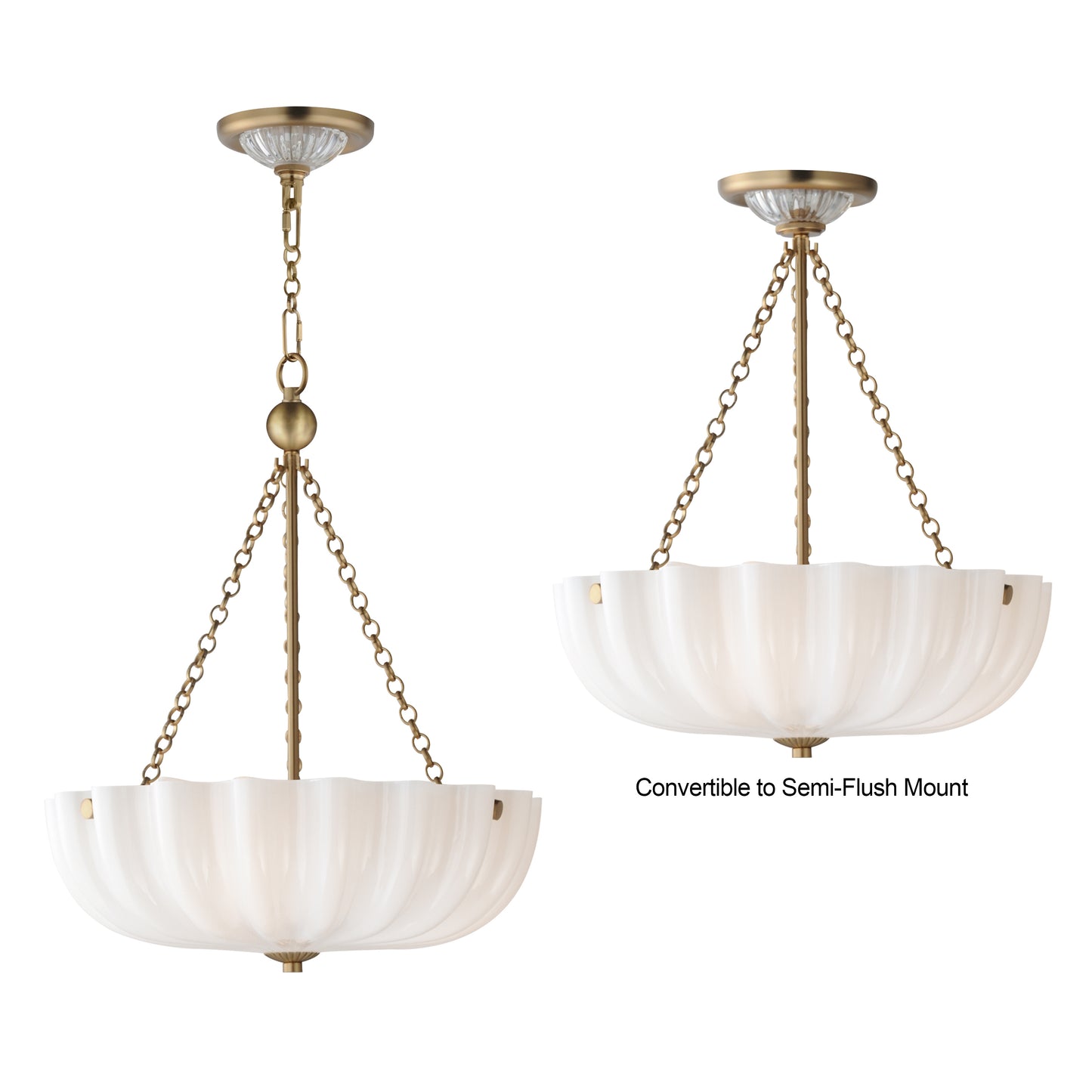 Bundt 15" Pendant/Semi-Flush Mount White/Natural Aged Brass by Maxim Lighting