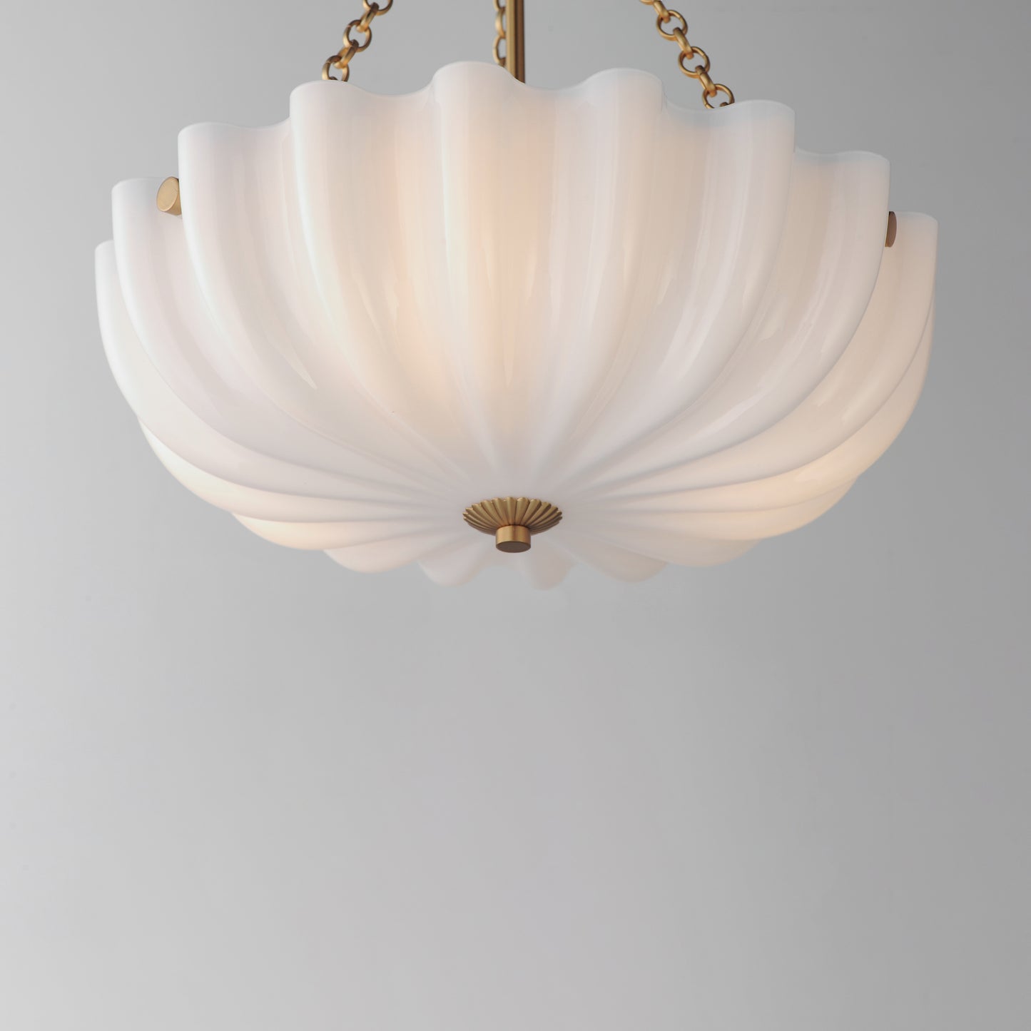 Bundt 15" Pendant/Semi-Flush Mount White/Natural Aged Brass by Maxim Lighting