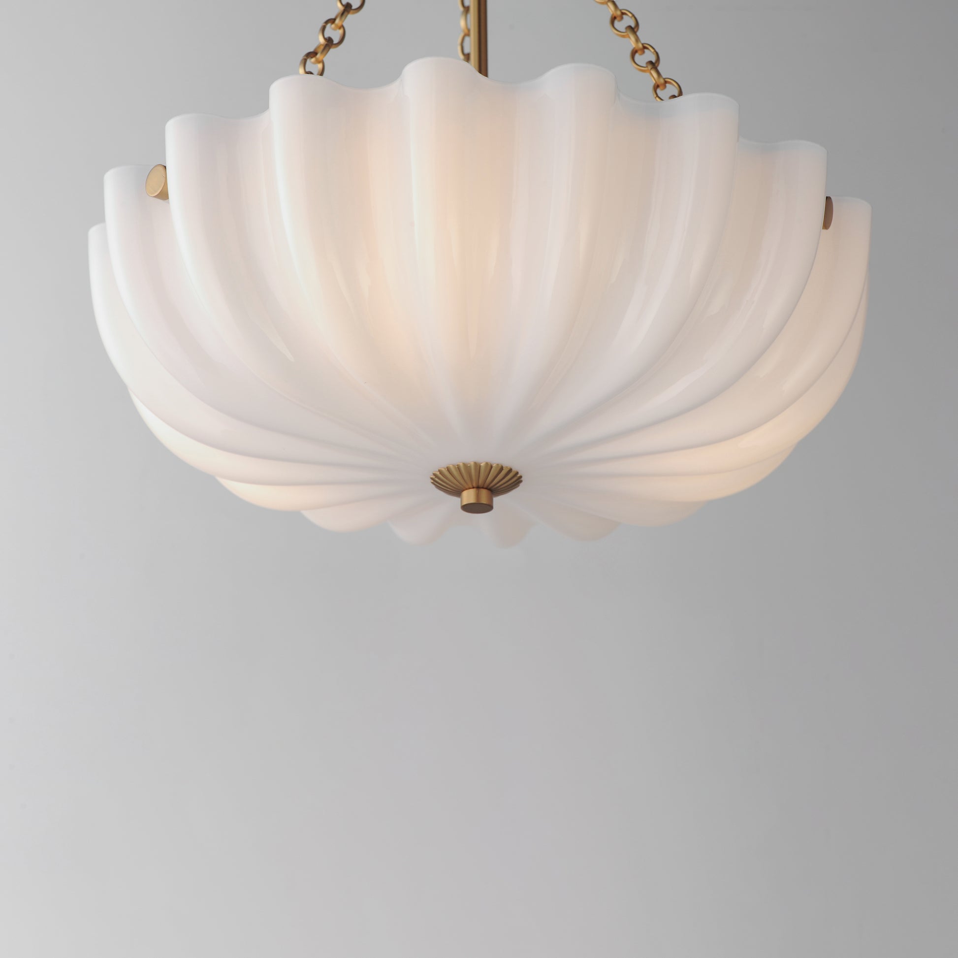 Bundt 15" Pendant/Semi-Flush Mount White/Natural Aged Brass by Maxim Lighting