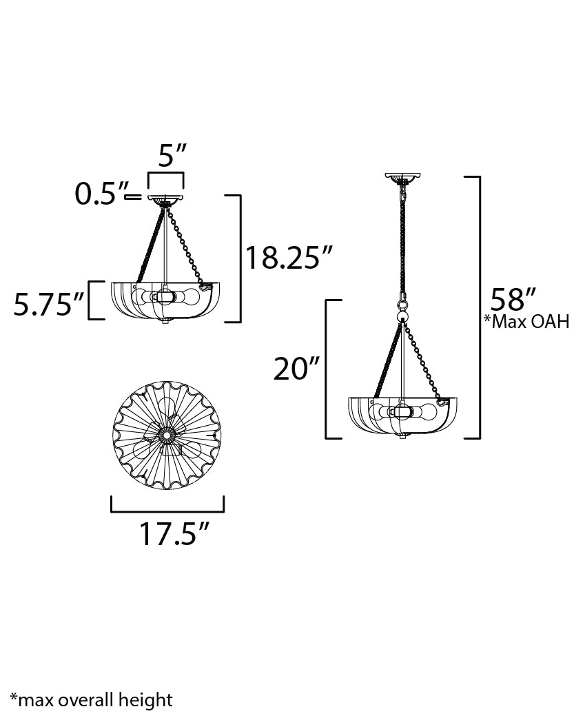 Bundt 17.5" Pendant/Semi-Flush Convertible White/Natural Aged Brass by Maxim Lighting