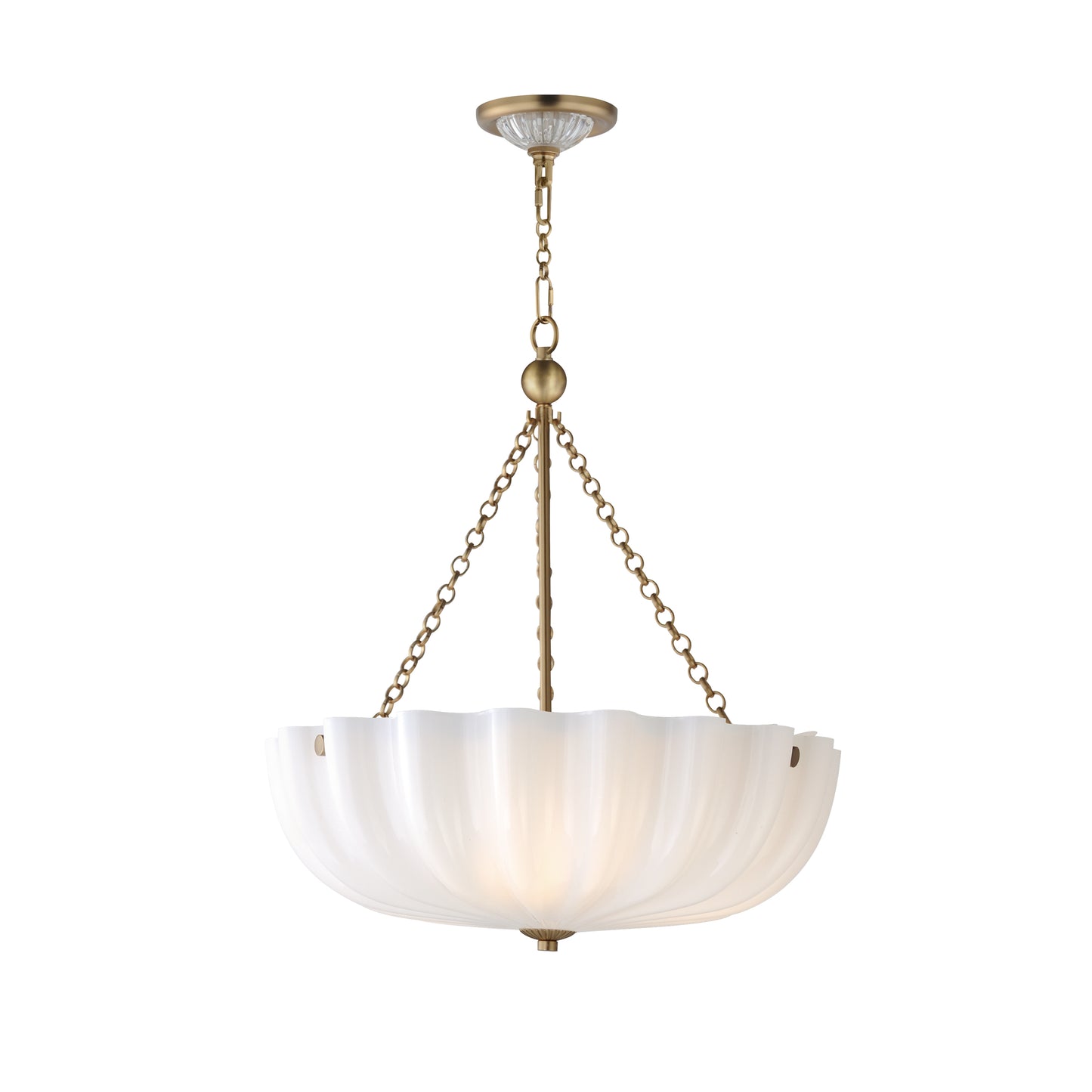 Bundt 17.5" Pendant/Semi-Flush Convertible White/Natural Aged Brass by Maxim Lighting