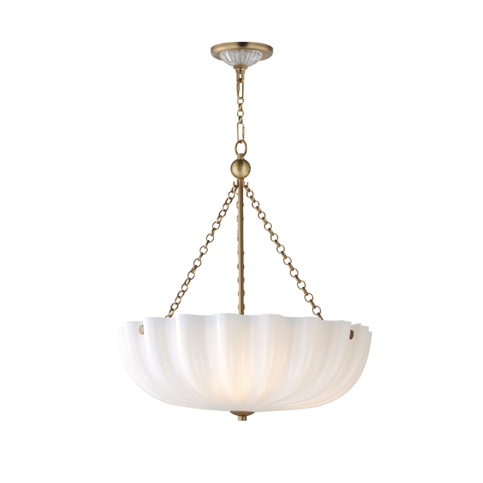 Bundt 17.5" Pendant/Semi-Flush Convertible White/Natural Aged Brass by Maxim Lighting