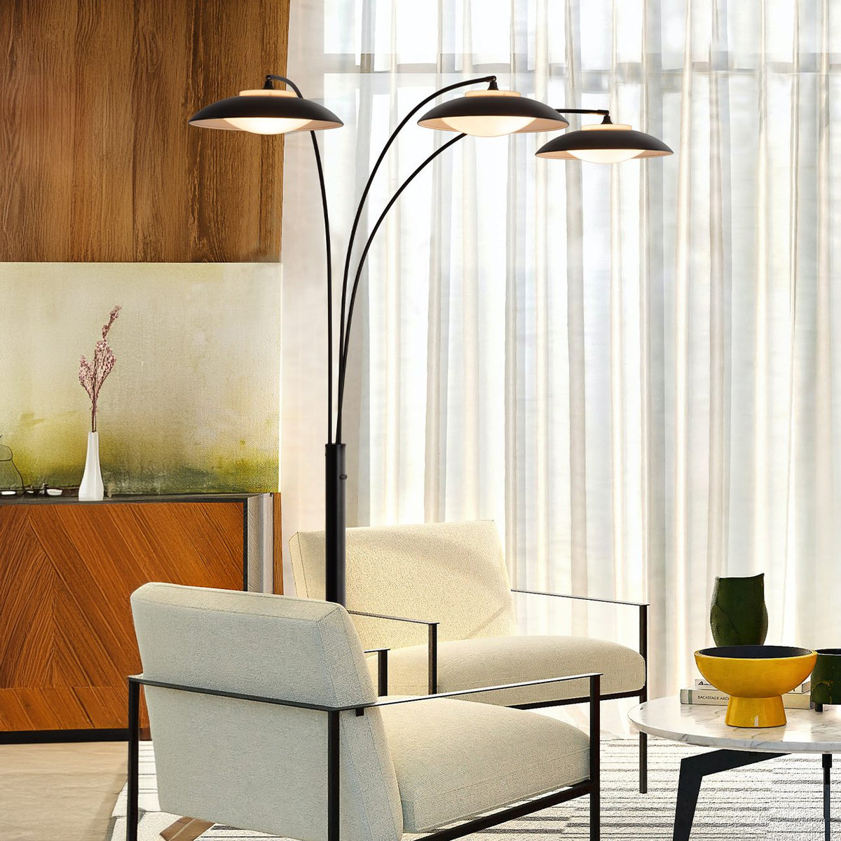 Saucer 3-Light Arc Floor Lamp by Nova of California, Default – view 2