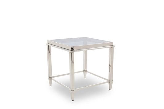 Modrest Agar Modern Glass and Stainless Steel End Table