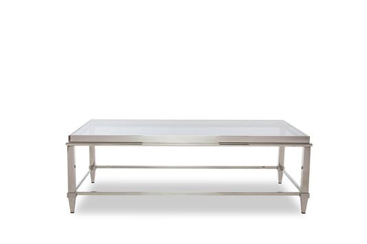 Modrest Agar Modern Glass and Stainless Steel Coffee Table