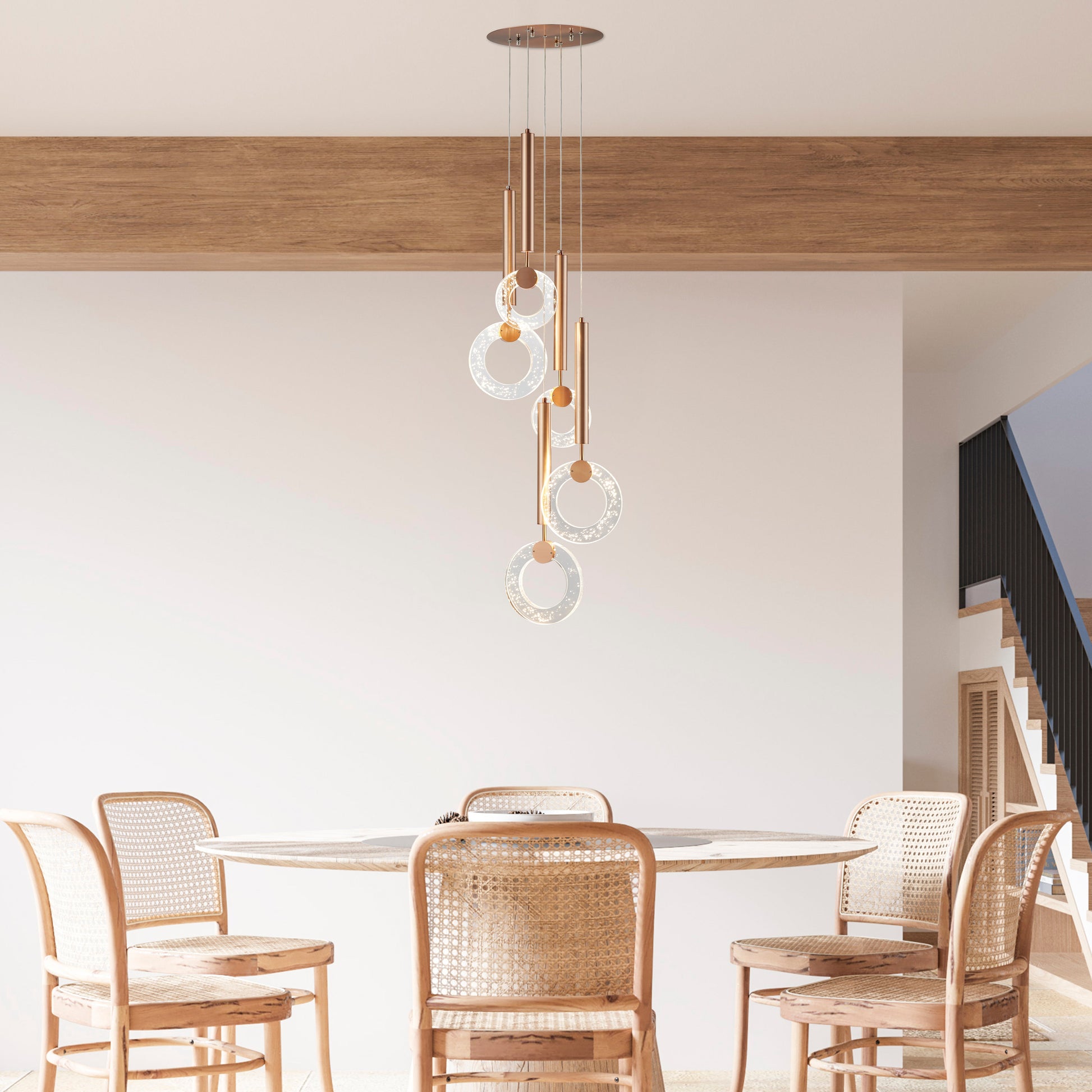 Glitter Rings Flush Chandelier Bronze by Finesse Decor CH-630-5