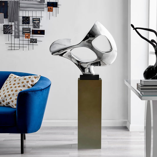 Chrome Abstract Mask 54" Tall Floor Sculpture - Finesse Decor ABS-C/G