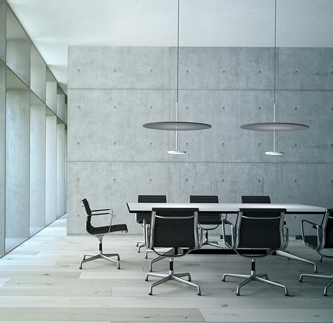 Pablo Designs Sky Sound Pendant Light 24" - Polished Aluminum + Stone Grey